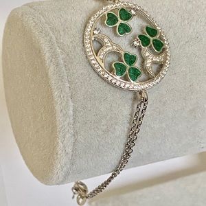 Bracelet clover 925 silver blue stones hand craft